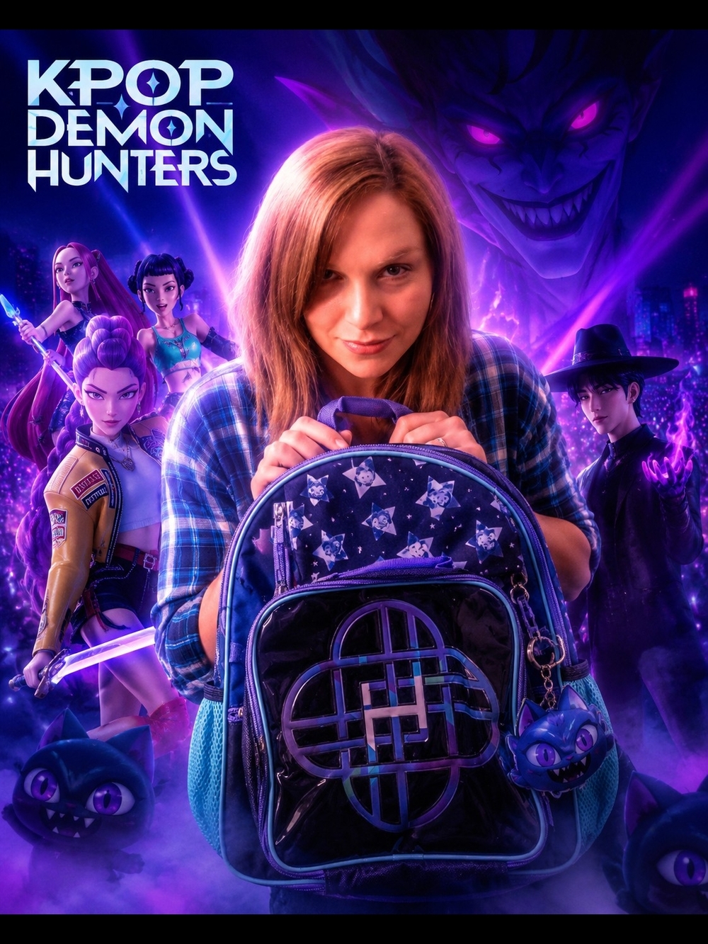 Netflix Kids Accessories Backpack in Purple and Black 5 Piece Set